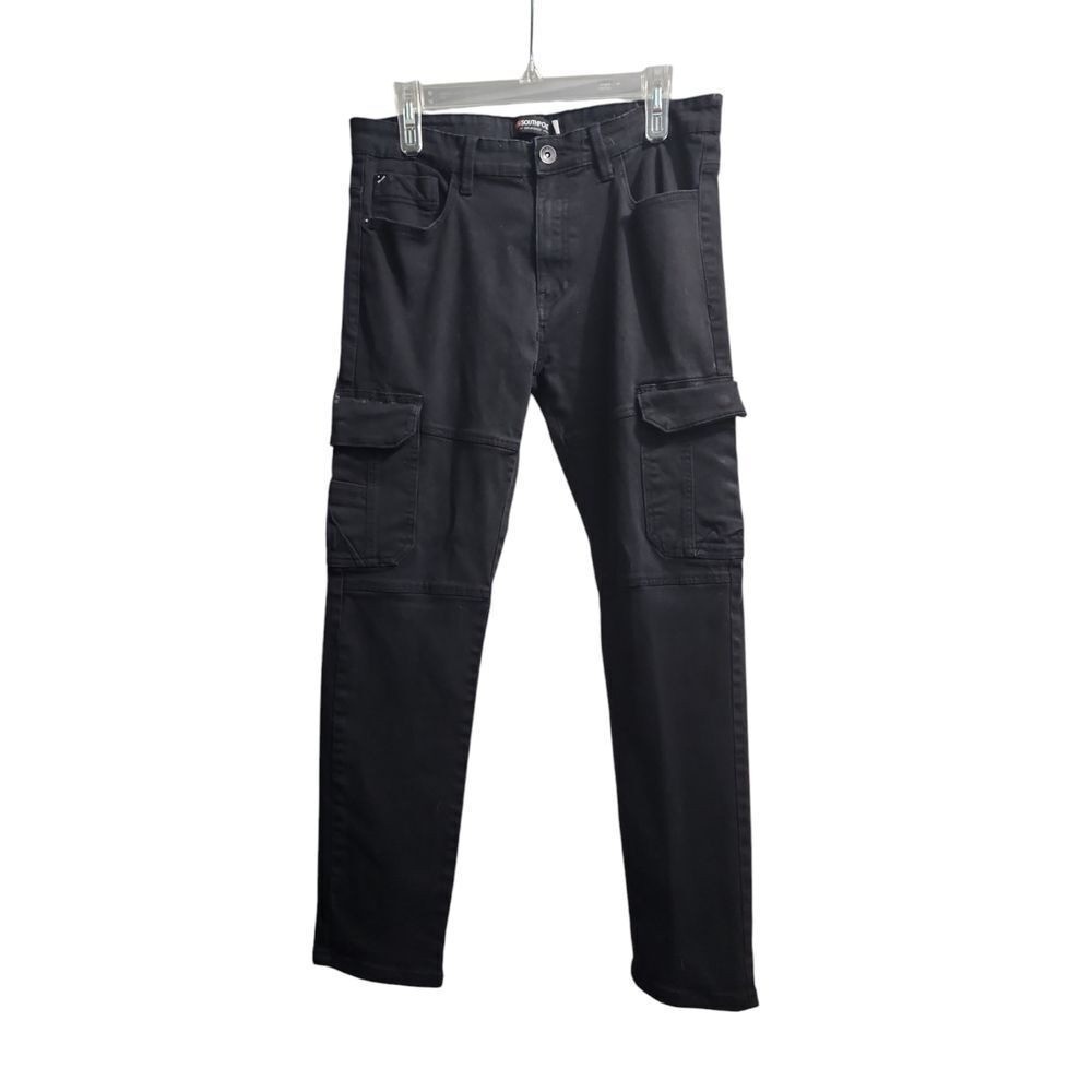 Southpole Men's Black Cargo Pants Slim Fit Stretch Cotton Streetwear 34x30